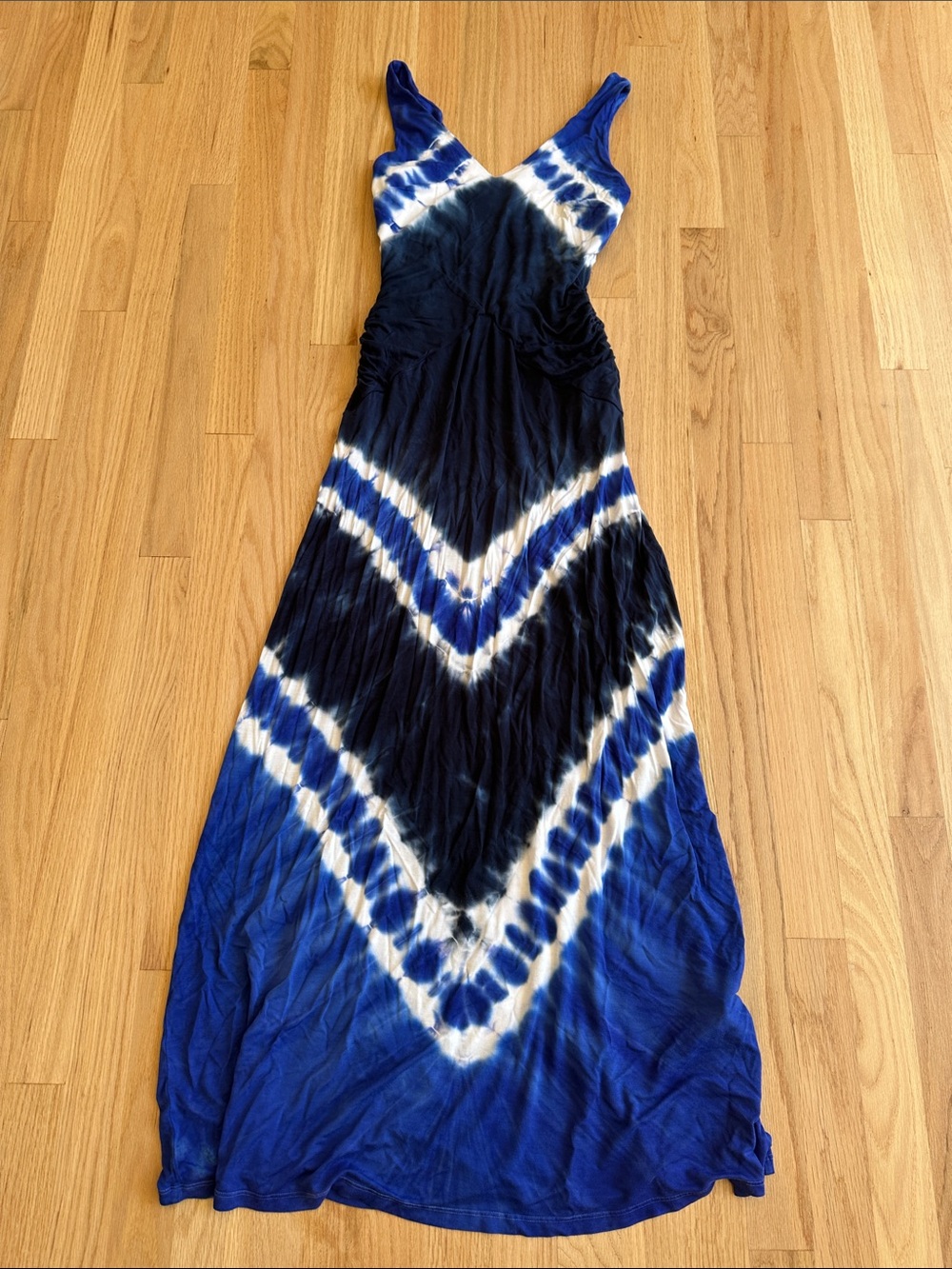 INC International Concepts Chevron Tie-Dye ruched Maxi Dress - Picture 5 of 5